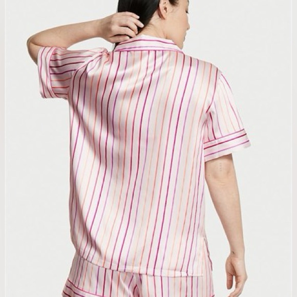 Victoria's Secret Bahama Pink Ombre Pin Stripe Satin Pajama Top Size M - Picture 2 of 10